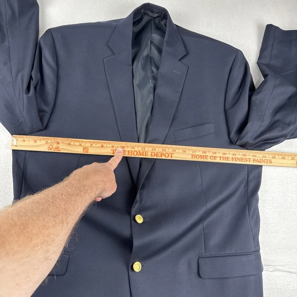 Lauren Ralph Lauren Mens Black Blazer 46L  Gold Buttons Wool Classic Office
